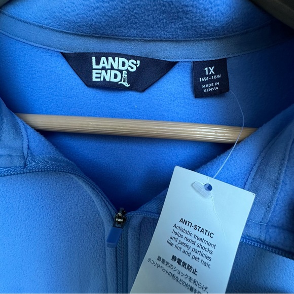 NWT Lands’ End Blue Quarter Zip Fleece Pullover 1X 16-18 - Picture 4 of 6